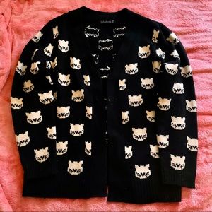 Black & white cat long cardigan